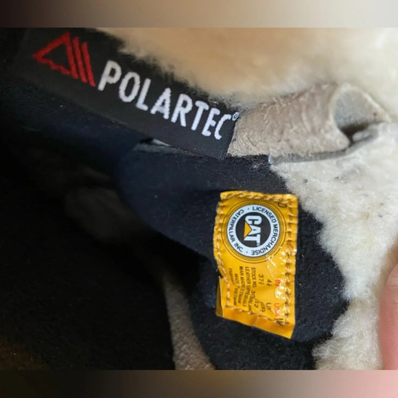 CAT Caterpillar Polartec  calf high Sherpa fleece beige suede boots Sz 6.5 - Picture 10 of 11